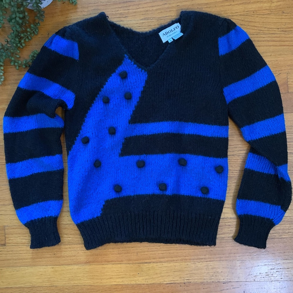 Vintage Geometric Sweater Electric Blue